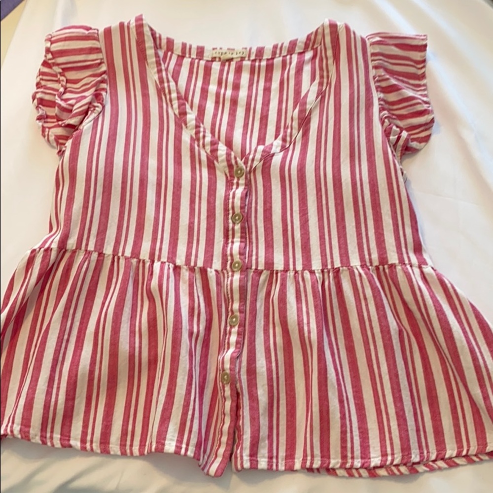 Copper Key slightly cropped peplum top Sz L